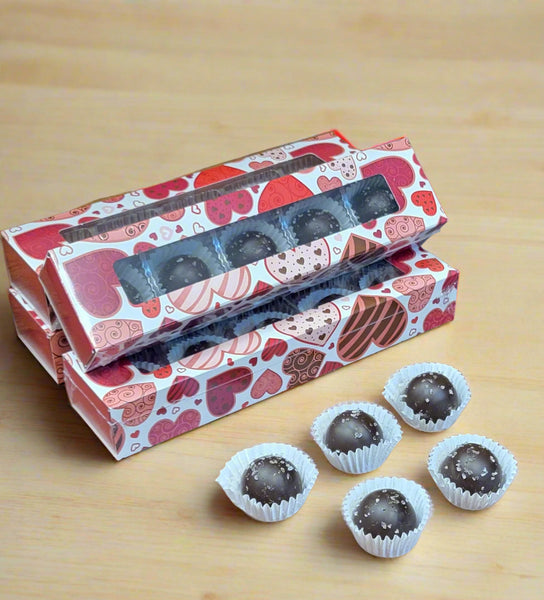 Dark Chocolate Caramel Truffles with Himalayan Salt – 5-Piece Gift Box