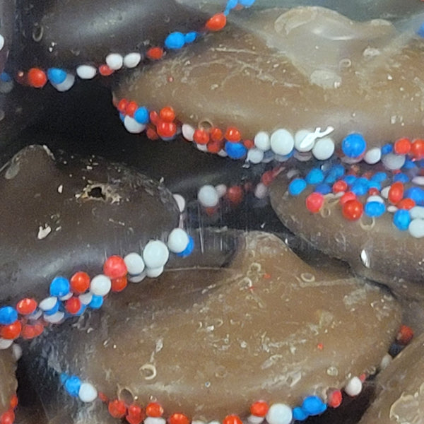 Milk Dark Chocolate Red, White & Blue Nonpareils – 8 oz Bag