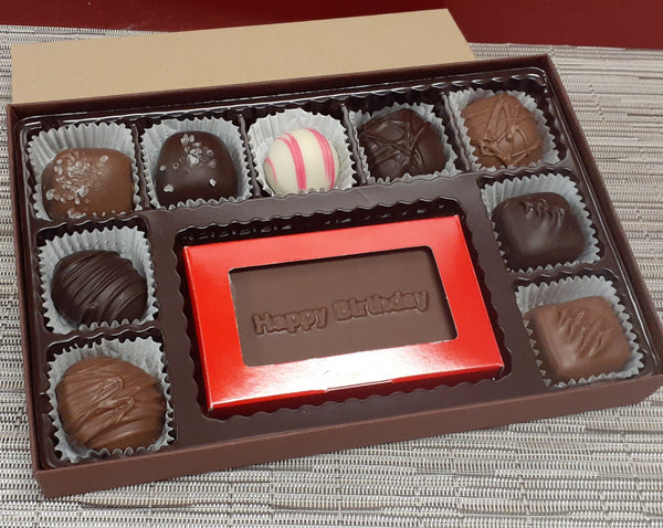 9 ct Assorted Chocolate with a Milk Chocolate Happy Birthday Bar