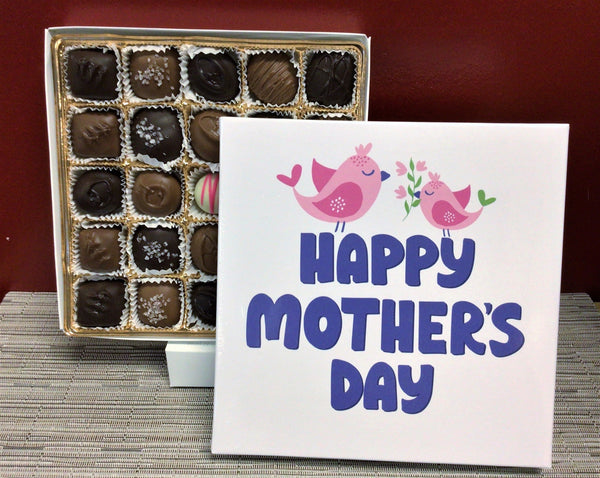 Mother's Day Chocolate Box - 25 Assorted Pieces with Peanut Butter, Caramels, Buttercreams, and More