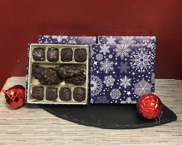 Winter Snow gift box with Schuylkill Mud - All Dark Chocolate