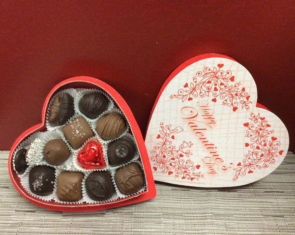 Milk and Dark Assorted Chocolates in a vintage style heart box