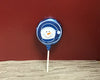 Blue Foil Snowman Face lollipop