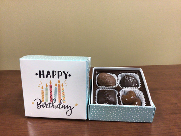 4 ct. Happy Birthday box with Milk & Dark Assorted Chocolates