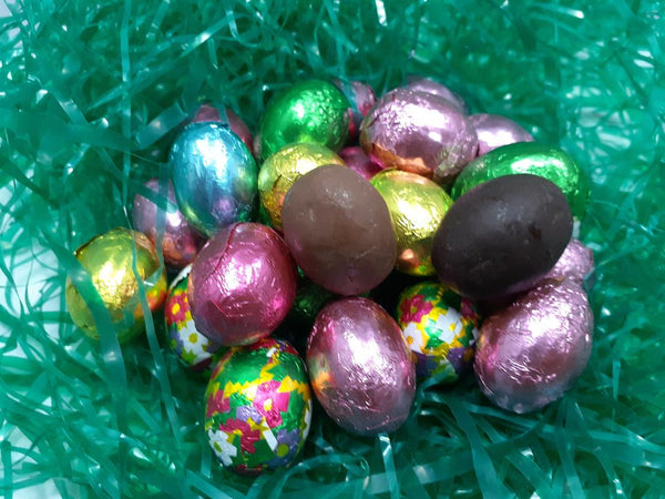 Solid Chocolate foil wrapped mini eggs