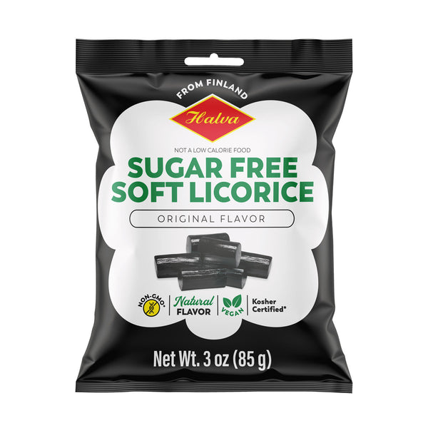 Halva European Style Sugar-Free Black Licorice Bag - Imported from Finland