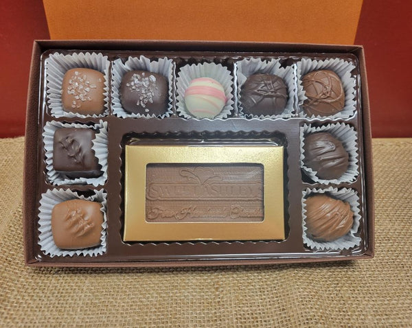 9 ct. Assorted chocolates with a Sweet Ashley's Chocolate Bar